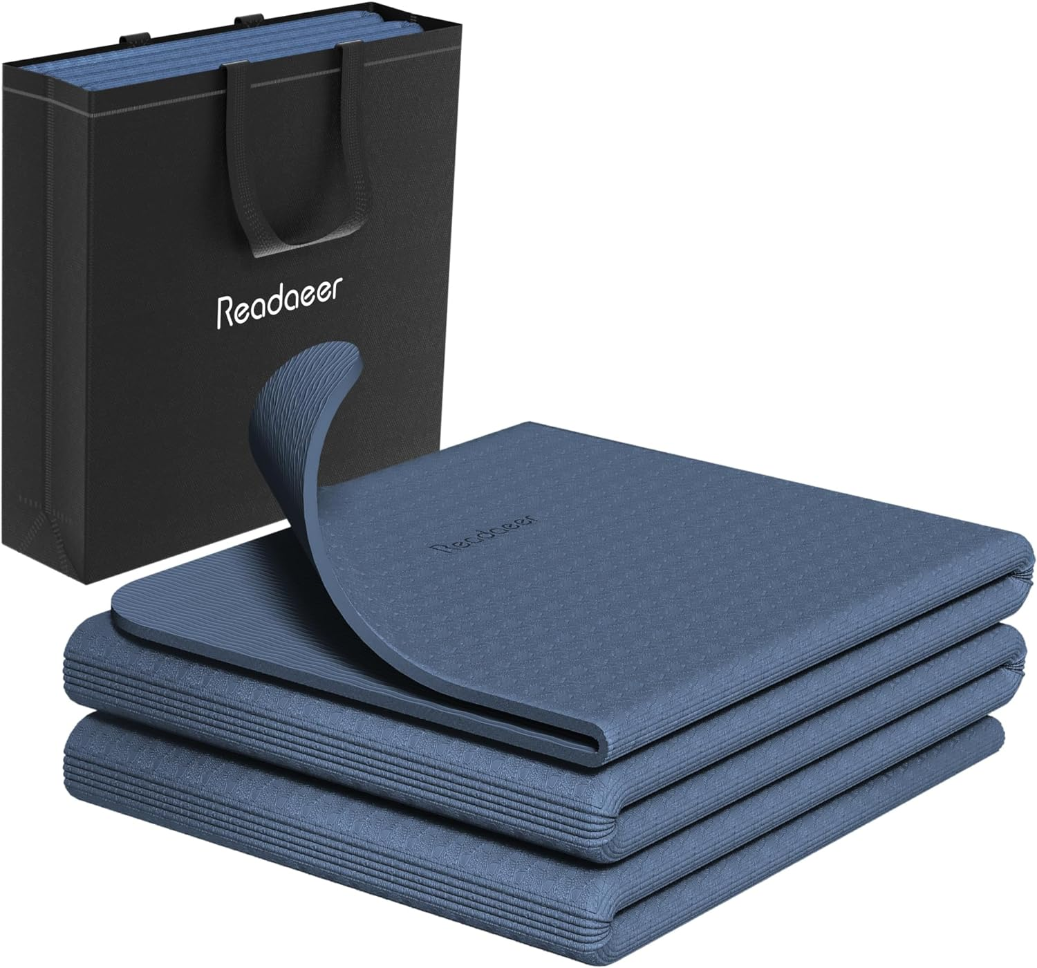 Yoga Mat Non Slip 1/4" TPE Folding Yoga Mat,Readaeer 72"X24" Exercise Yoga Mat- Training Mat Fitness Mat for Women, Men & Children