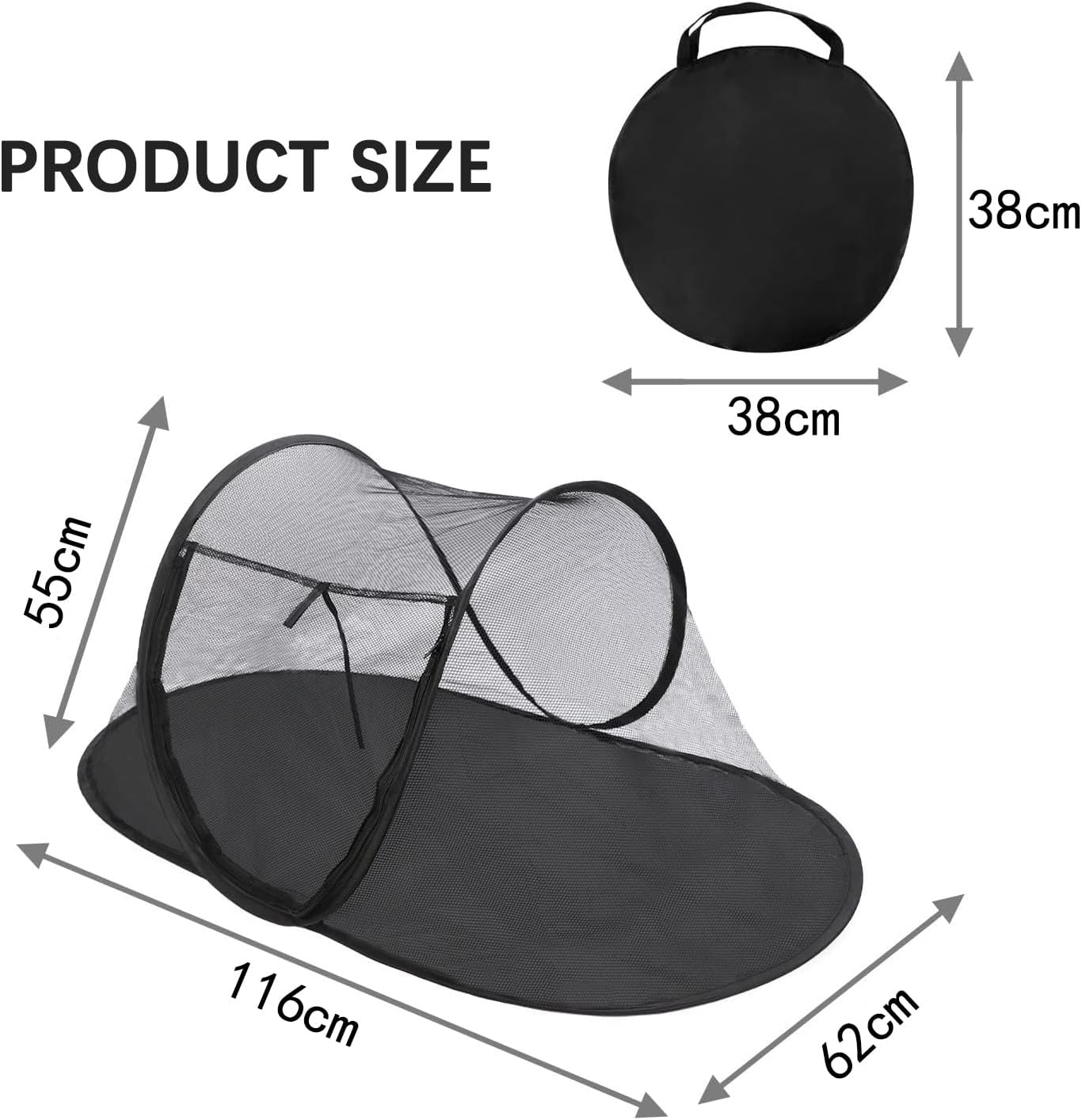 Cat Tent Outdoor, Pet Enclosure Tent Suitable for Cats and Small Animals, Indoor Playpen Portable Exercise Tent with Carry Bag（Black） image number 2