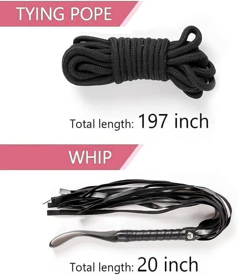 12 Pieces in Black Sex Bonding Straps for Couples Adjustable Hand Cuffs Sex Hand Ties for Adult Play Ankles and Wrists Bondaged Bed Straps Spreader Bar Restraint Sex Handcuffs for Adults Couples Bedroom Toys Sweater image number 3