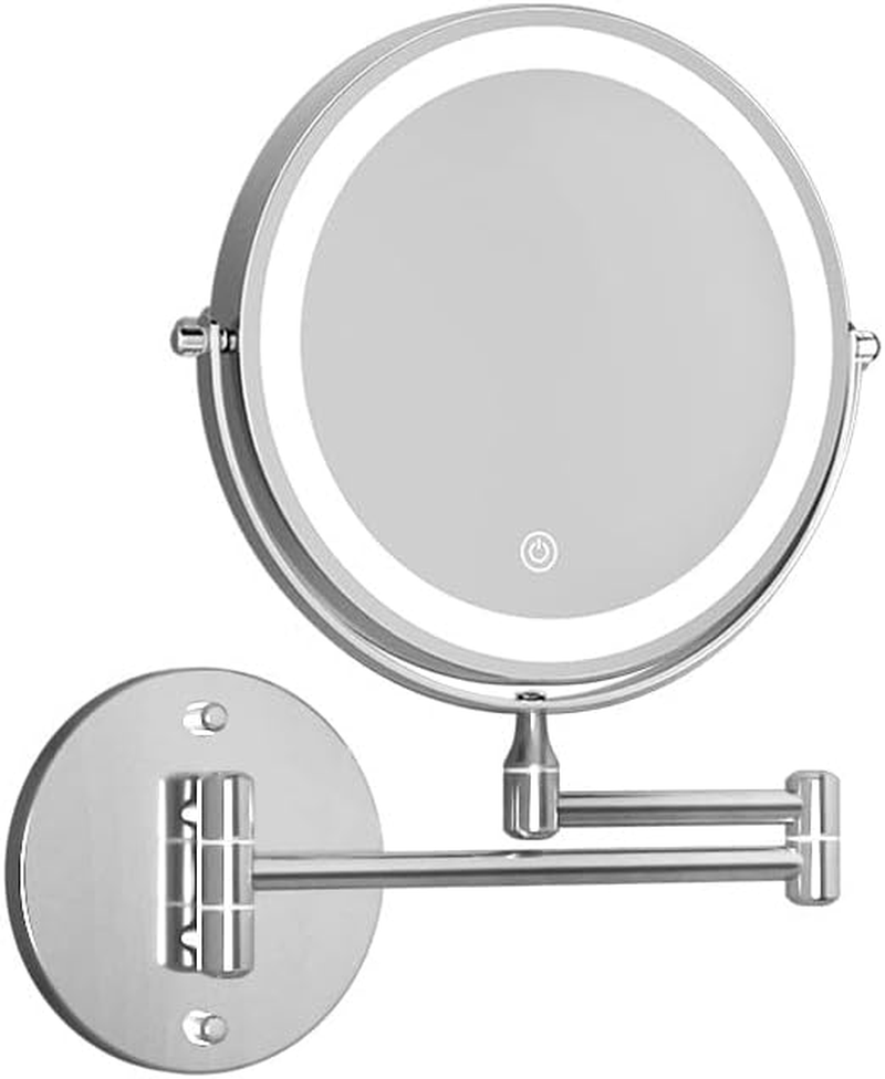 Extendable Makeup Mirror 10X Magnifying Double-Sided Bathroom Silver Vanity Decor