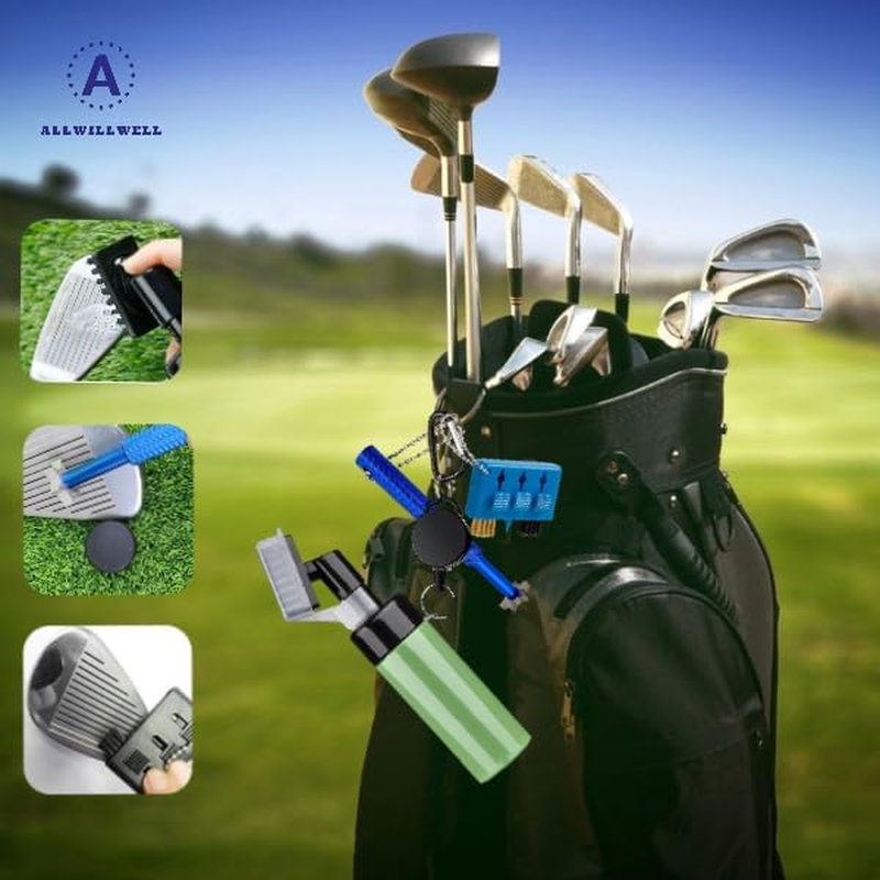 Golf Club Cleaning Kit Retractable Water Brush with Nylon Bristles and 6-Sided Groove Cleaner Portable Cleaner for Irons Woods Putters Essential Golf Accessories and Brush image number 3