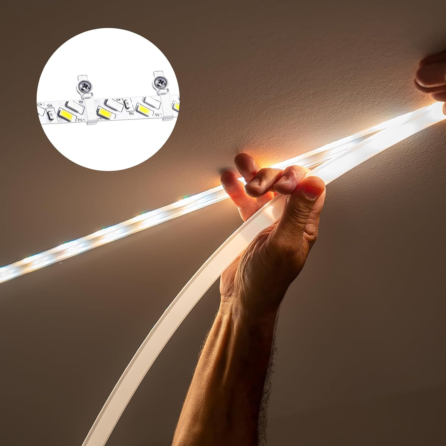 LED Strip Mounting Clips Pack of 100 10 Mm LED Strip Holder Light Mounting Bracket Clips Mounting Clip LED Strip Holder Clips 10 Mm Screws Included (Increase High) image number 4