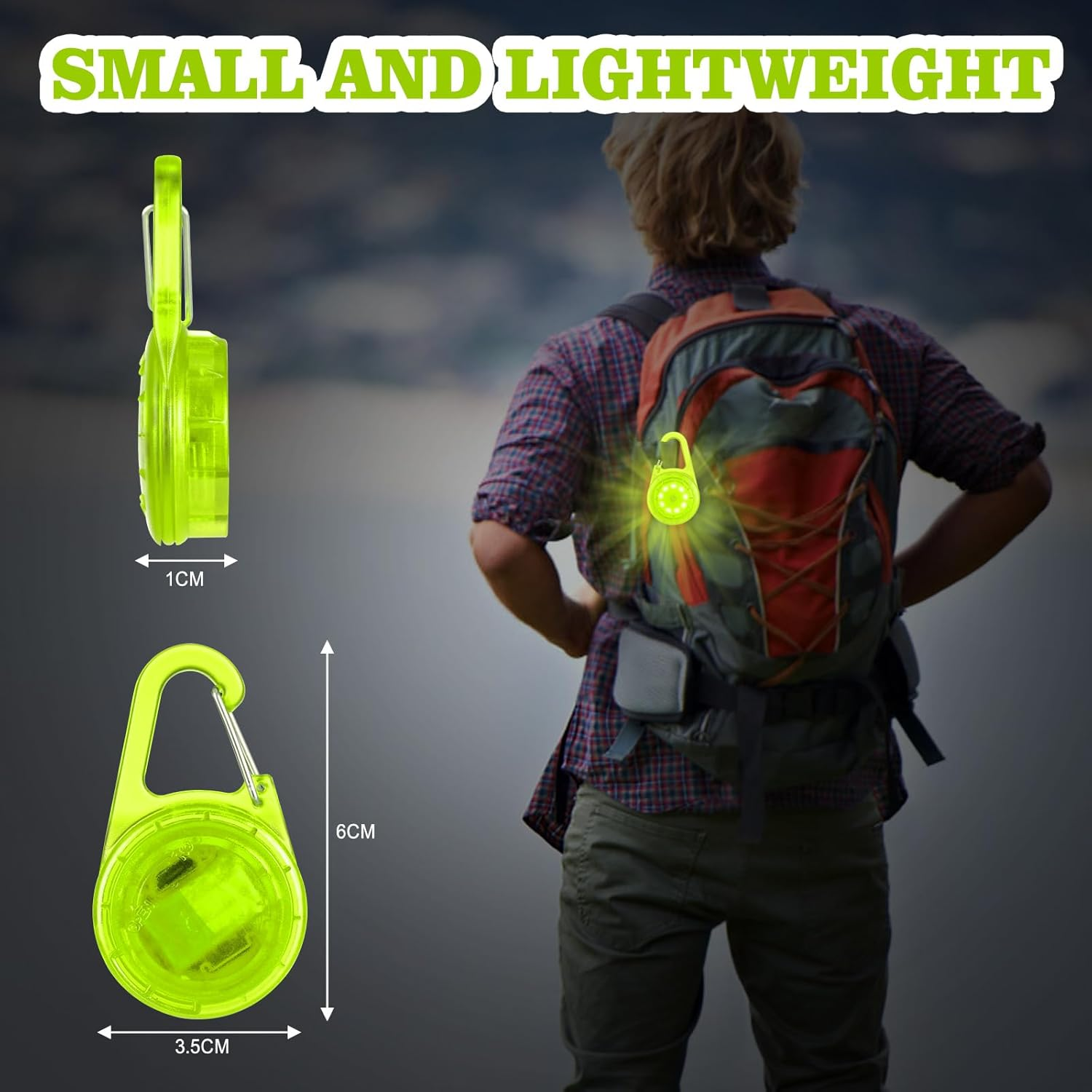 Dog Lights for Night Walking, Lp68 Waterproof USB C Rechargeable Dog Night Light, Steady & Flashing Modes, Safety for Dogs Cats Pet Runner Children Camper (Green) - Green image number 4