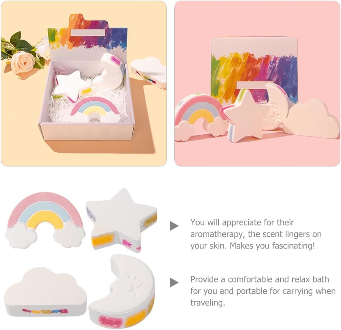 BUTIFULSIC 4Pcs Salt for Bathing Essential Oil Bath Supply Shower Steamer Cloud Shaped Bath Bubble Bathing Bubble Bathing Salt Small Bath Salt Sea ​​Salt image number 6