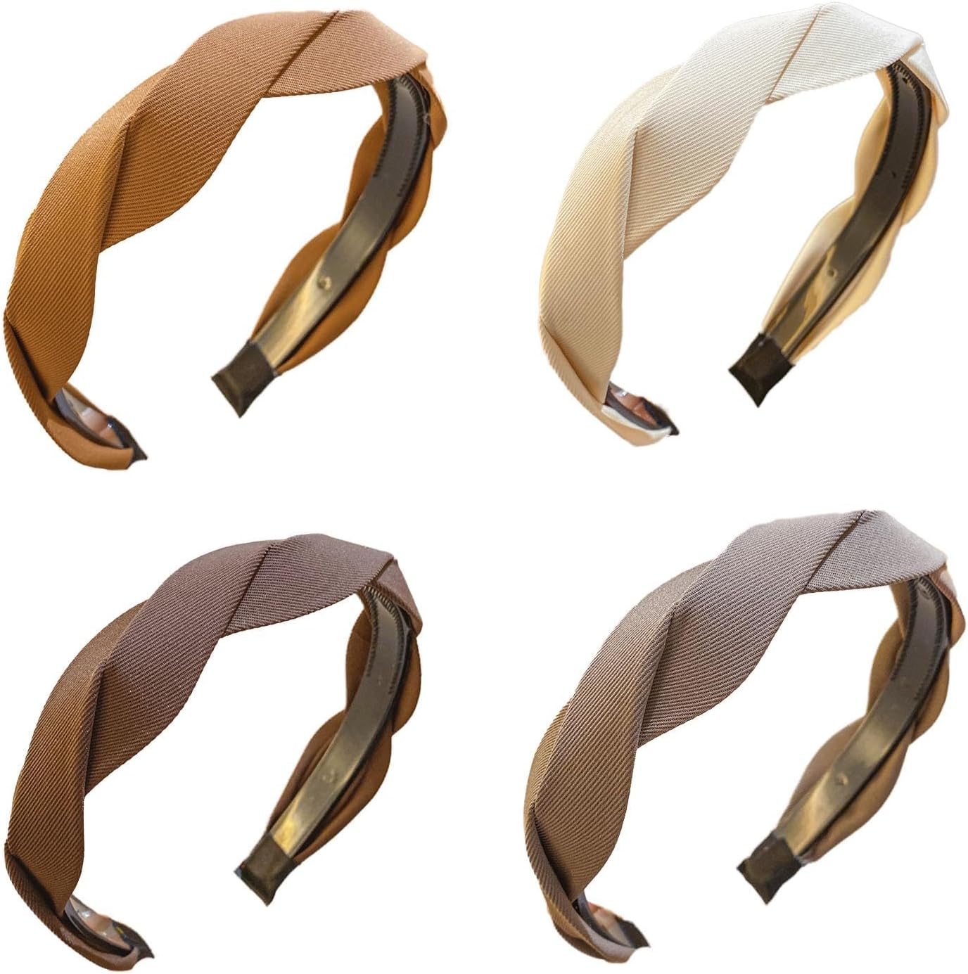 4 Pieces Woven Hair Bands for Women - Wide Fabric Headbands, Non-Slip Accessories, Fashionable Hairstyle Aid, Comfortable & Stylish image number 1