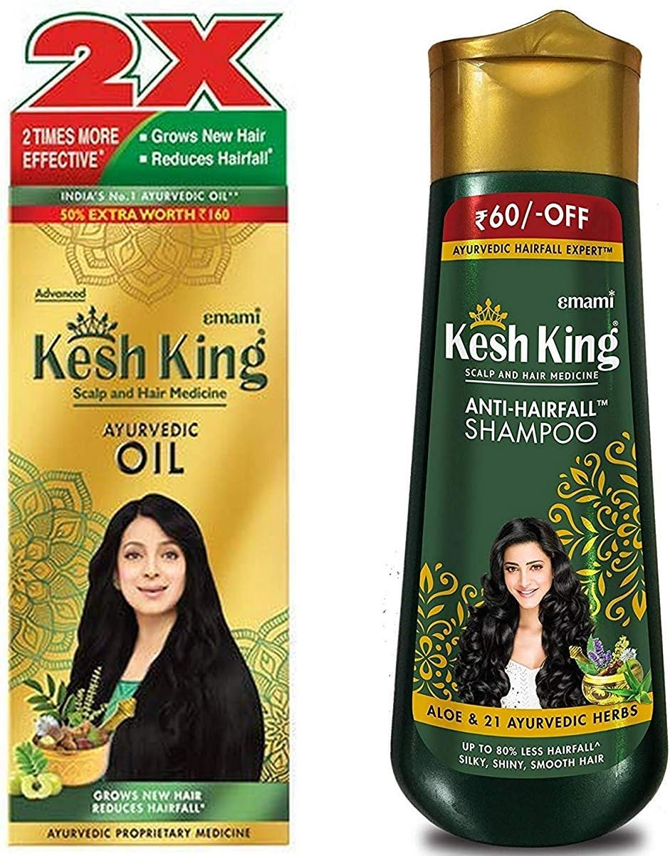 Kesh King Ayurvedic Scalp and Hair Oil, 300Ml & anti Hairfall Shampoo, 340Ml Combo image number 2