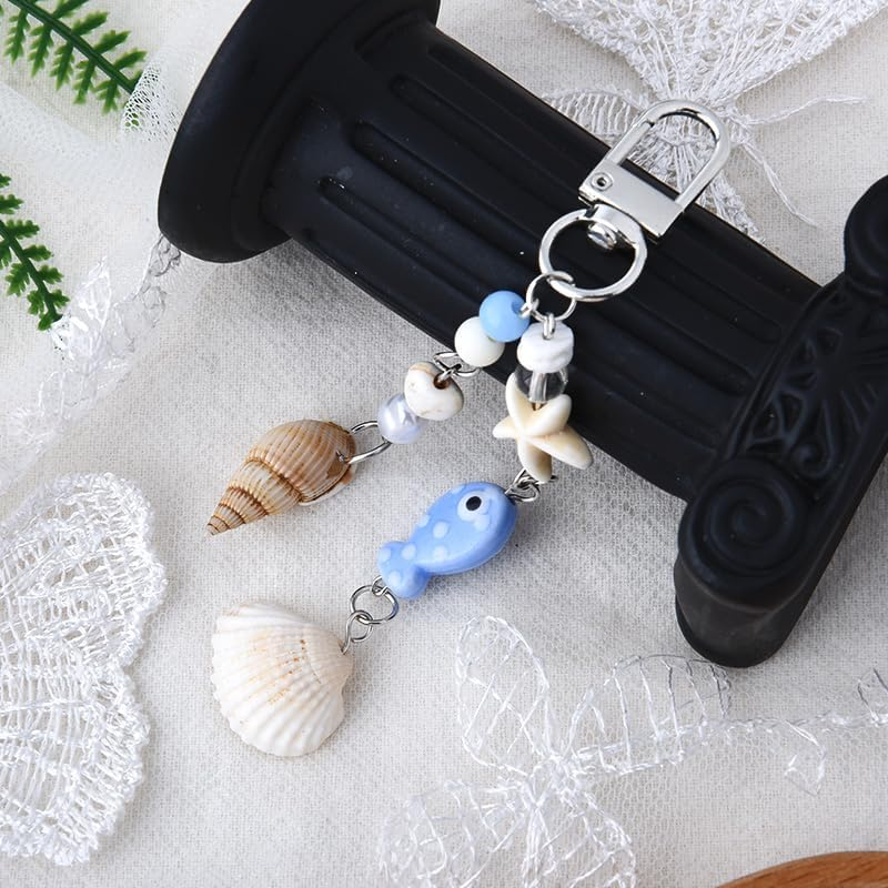 Ocean Keychain for Beach Bag Charms for Backpack Seashell Purse Charms for Wallet Handbags Ocean Theme Keychains for Girls Women Beach Tote Bag Sea Shell Phone Charm Cute Starfish Pearl Camera Charm image number 4