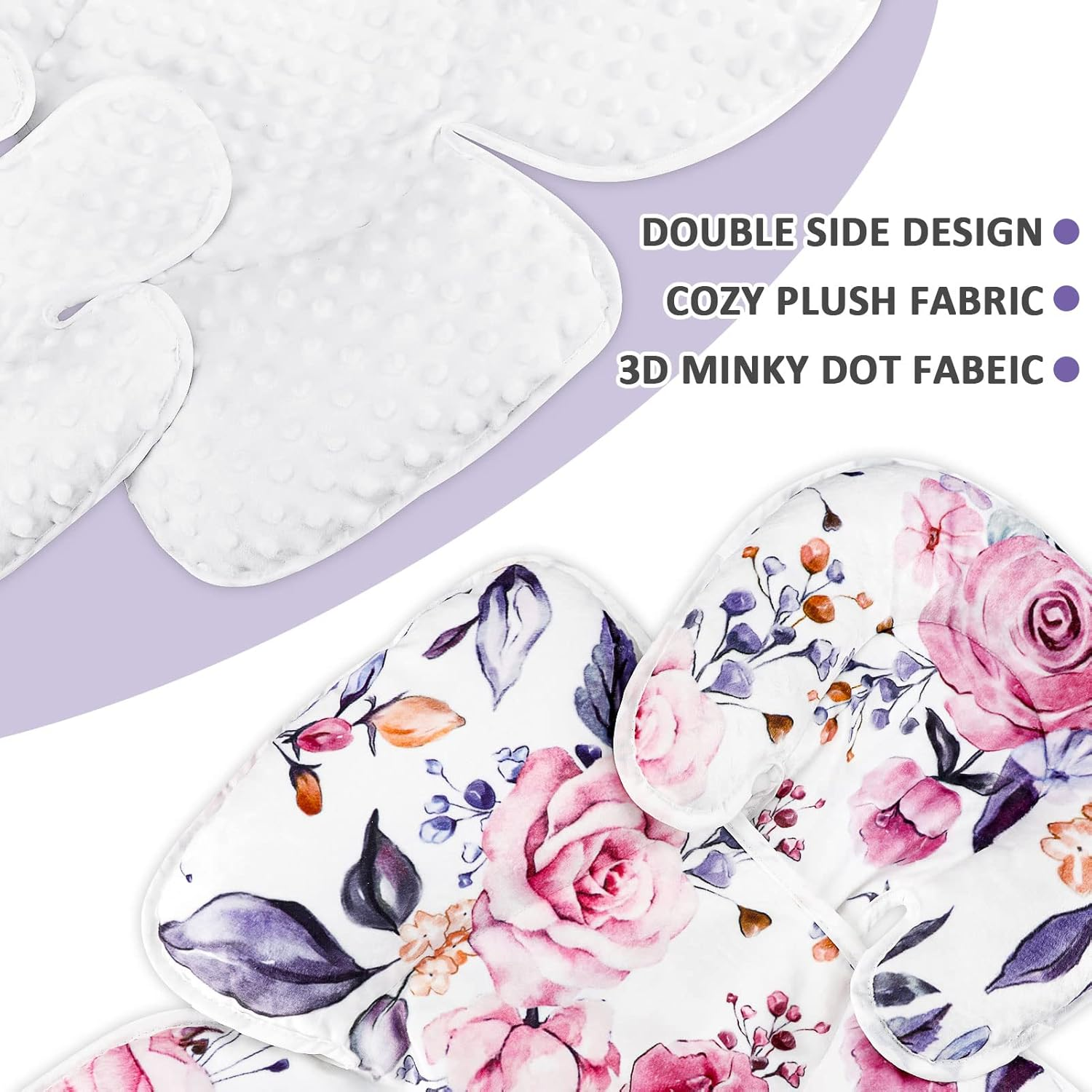 Baby Car Seat Head Support for Newborn,Pea Pod 2 in 1 Infant Car Seat Head Body Support for Girls Extra Soft Breathable Baby Car Seat Cushion Insert for Strollers, Swings, and Bouncers, Pink Floral image number 1