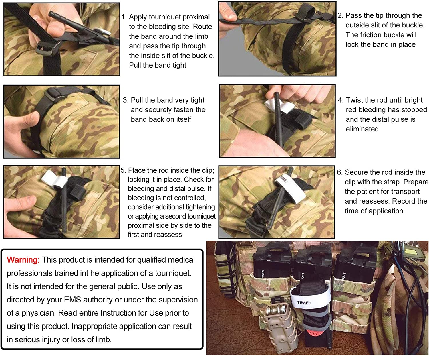 LURICO Tourniquet - 2 Pack, Combat Tourniquet Combat Application Military Medical Emergency That Stops Bleeding from Life Threatening in Hunting and Hiking image number 5