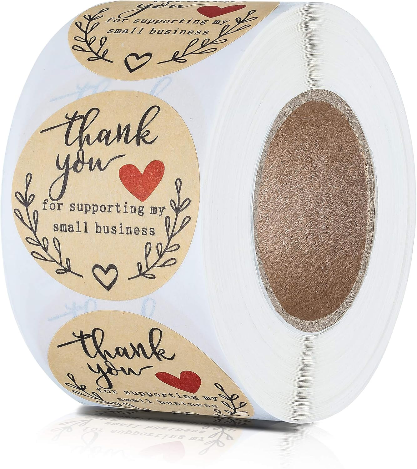2" Thank You Stickers, Kraft Paper Thank You for Supporting My Small Business Sticker, Classy Retro Sticker for Bags, Boxes, Tissue, Ideal for Crafters & Online Sales, 500 Labels per Roll