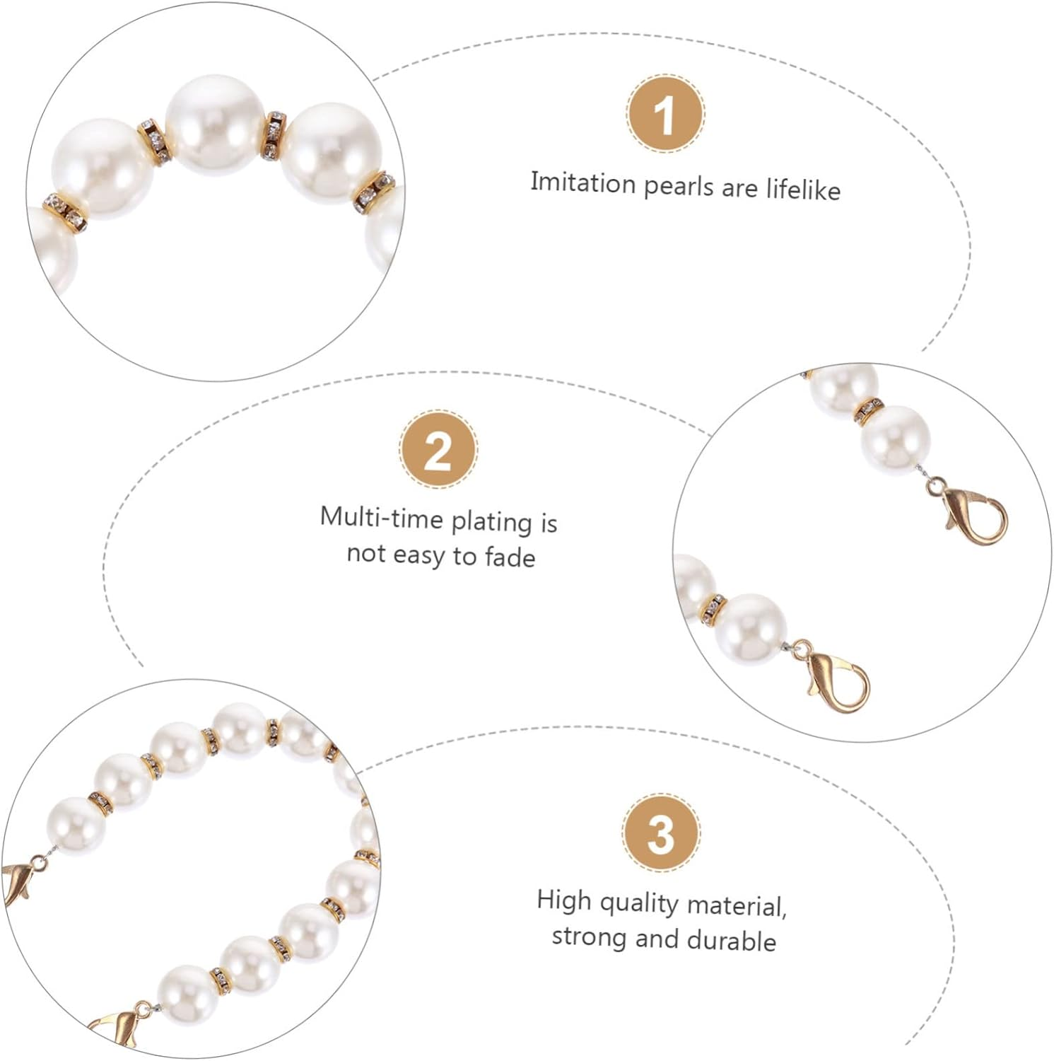 HOODANCOS 2Pcs Quality Metal Luggage Straps Belts Suitcase Strap Bag Chain Pearl Chain image number 6