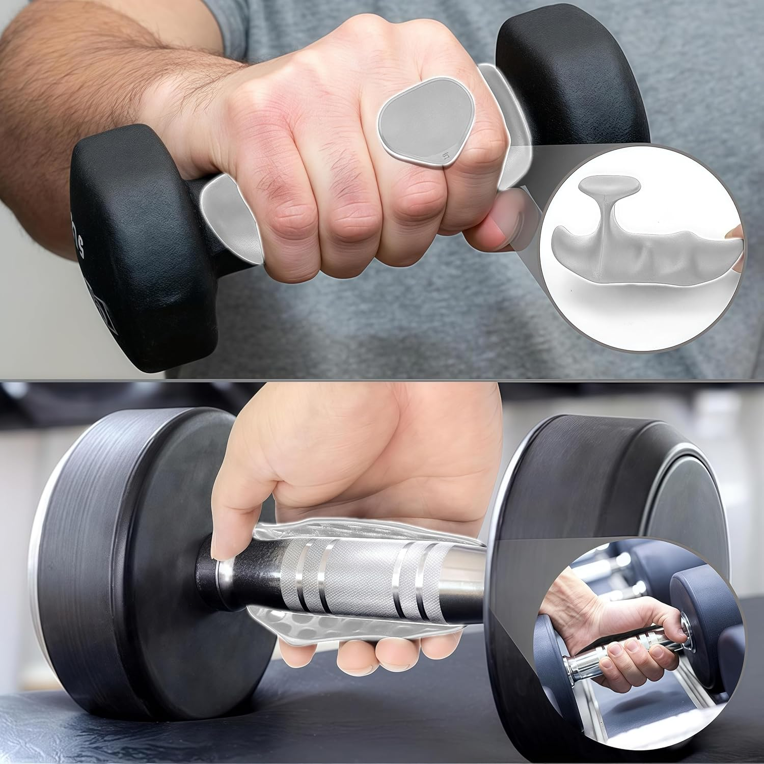 Rubber Gym Grips Fingerless Workout Grips - Ergonomic Rubber Hand Protector Gloves for Weight Lifting, Pull-Ups, Gym Training and Exercise, for Men and Women image number 1