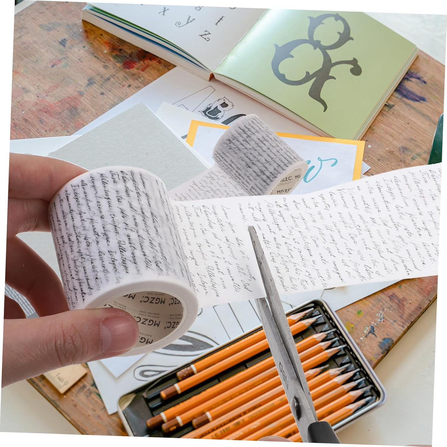 COHEALI Vintage Washi Tape Set, 1 Roll Decorative Masking Tapes for Scrapbooking, DIY Decor and Crafts, Planners, Junk Journal, Present Wrapping image number 4