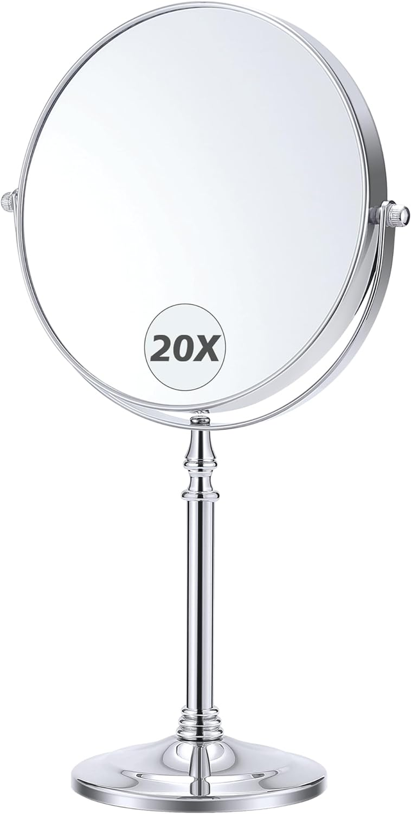 MIYADIVA Magnifying Mirror 20X, Double Sided 1X & 20X Magnifying Mirror on Stand, Large Tabletop Magnified Vanity Mirror, Magnified Mirror with 360&deg;Rotation for Bathroom or Bedroom,8.6 Inches image number 1