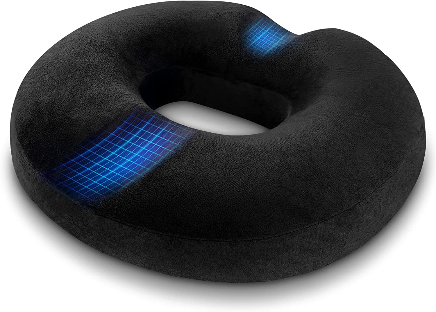 HOMCA Donut Pillow Seat Cushion, Hemorrhoid Pillows for Sitting after Surgery，Memory Foam Donut Cushion for Postpartum Pregnancy，Tailbone Pain Relief, Office Chair Cushion for Pressure Relief (Black)