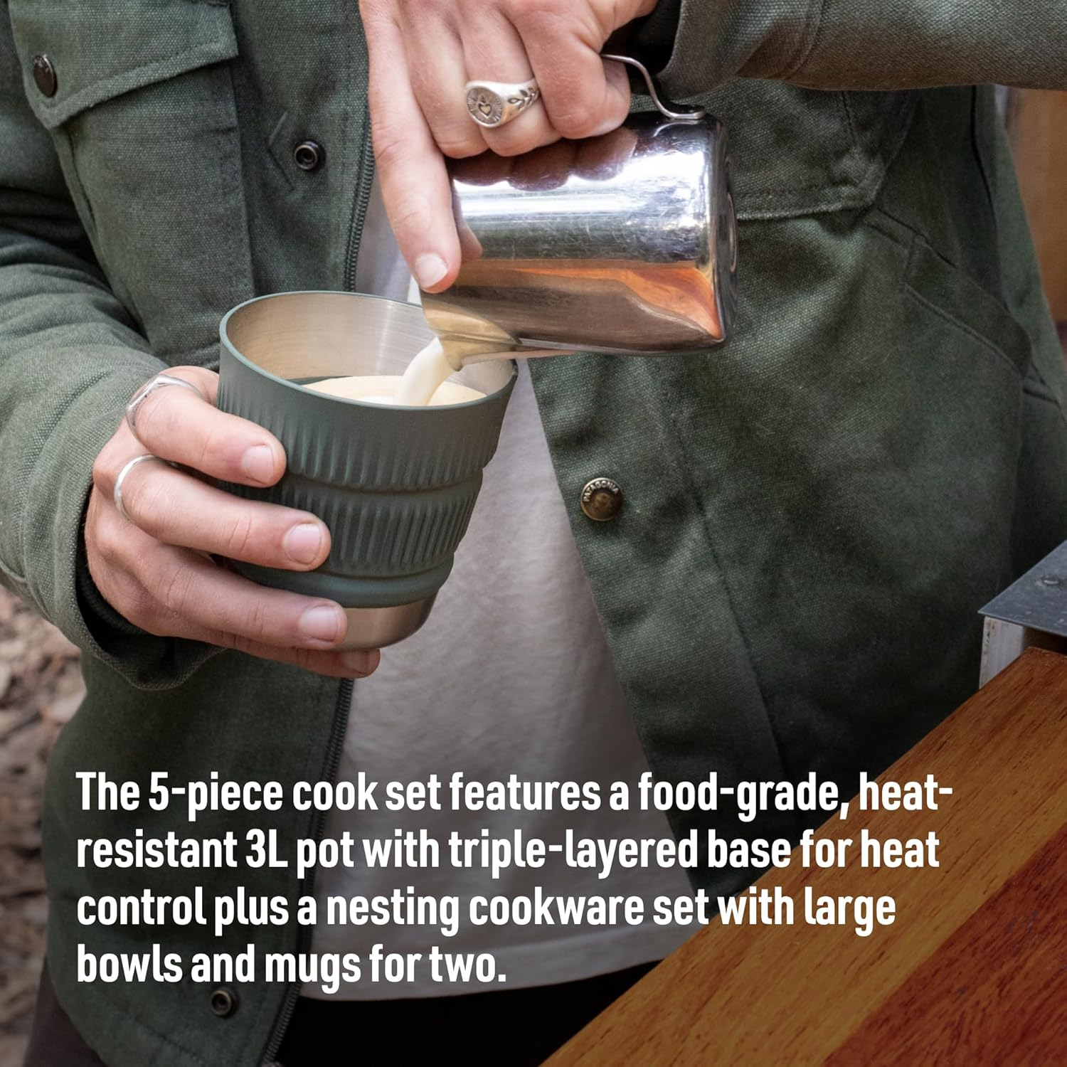 Sea to Summit Detour Stainless Steel 5-Pieces Cook Set, Laurel Wreath/Moonstruck, 3 Litre Capacity image number 4