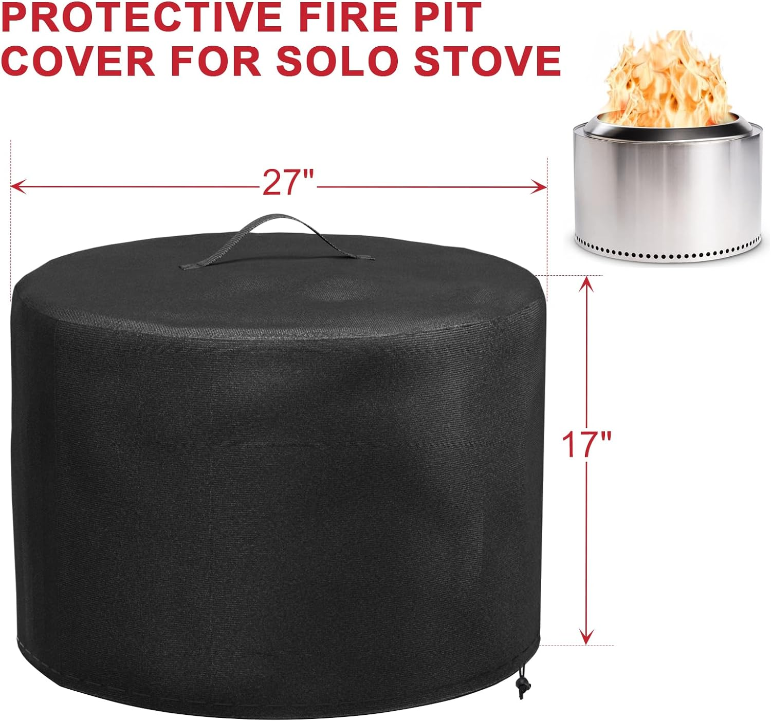 Fire Pit Cover for Solo Stove Yukon 2.0, 27 Inch Waterproof Heavy Duty round Fire Pit Cover for Solo Yukon Outdoor Camping image number 2
