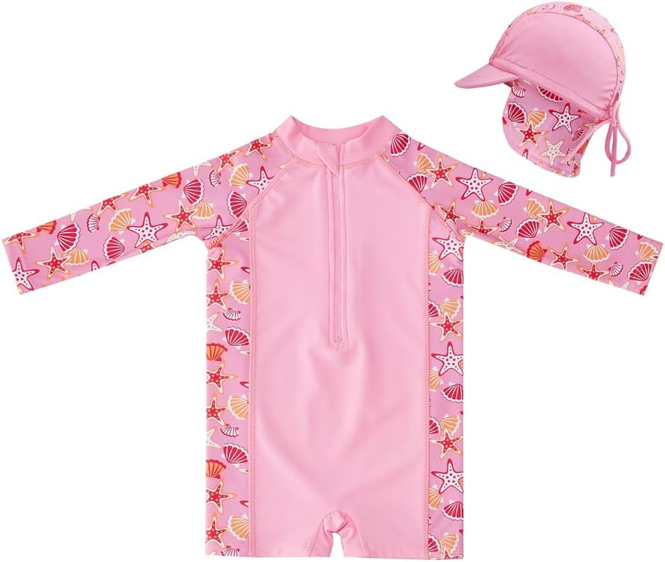 Big Softies Long Sleeve Rashie with Swim Hat-Starfish, Size 00 Pink image number 6