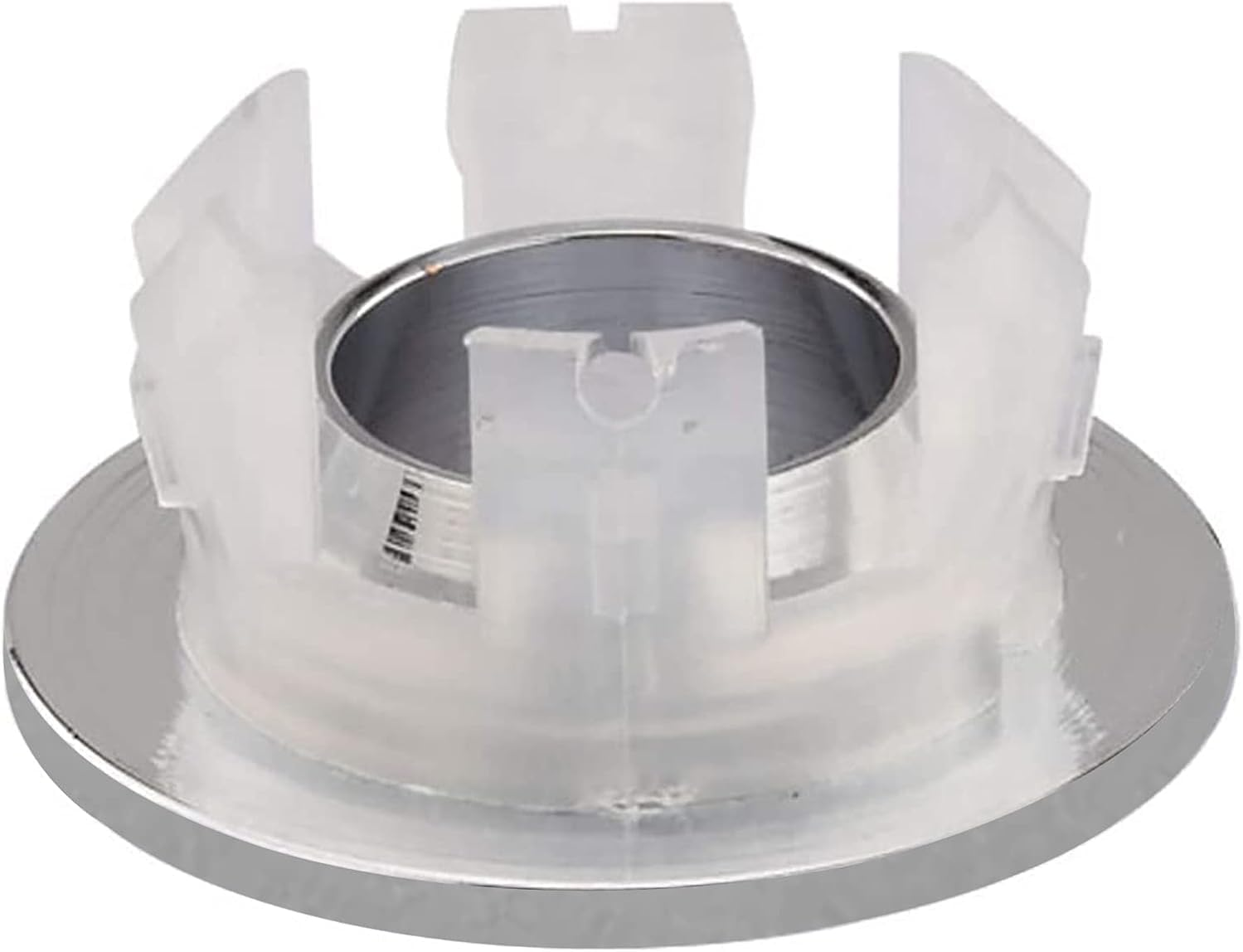 Sink Basin Trim Overflow Cover for Kitchen and Bathroom Vanity Sink Solid Vessel Insert in Hole round Caps Pack of 2 (Silver, One Size)