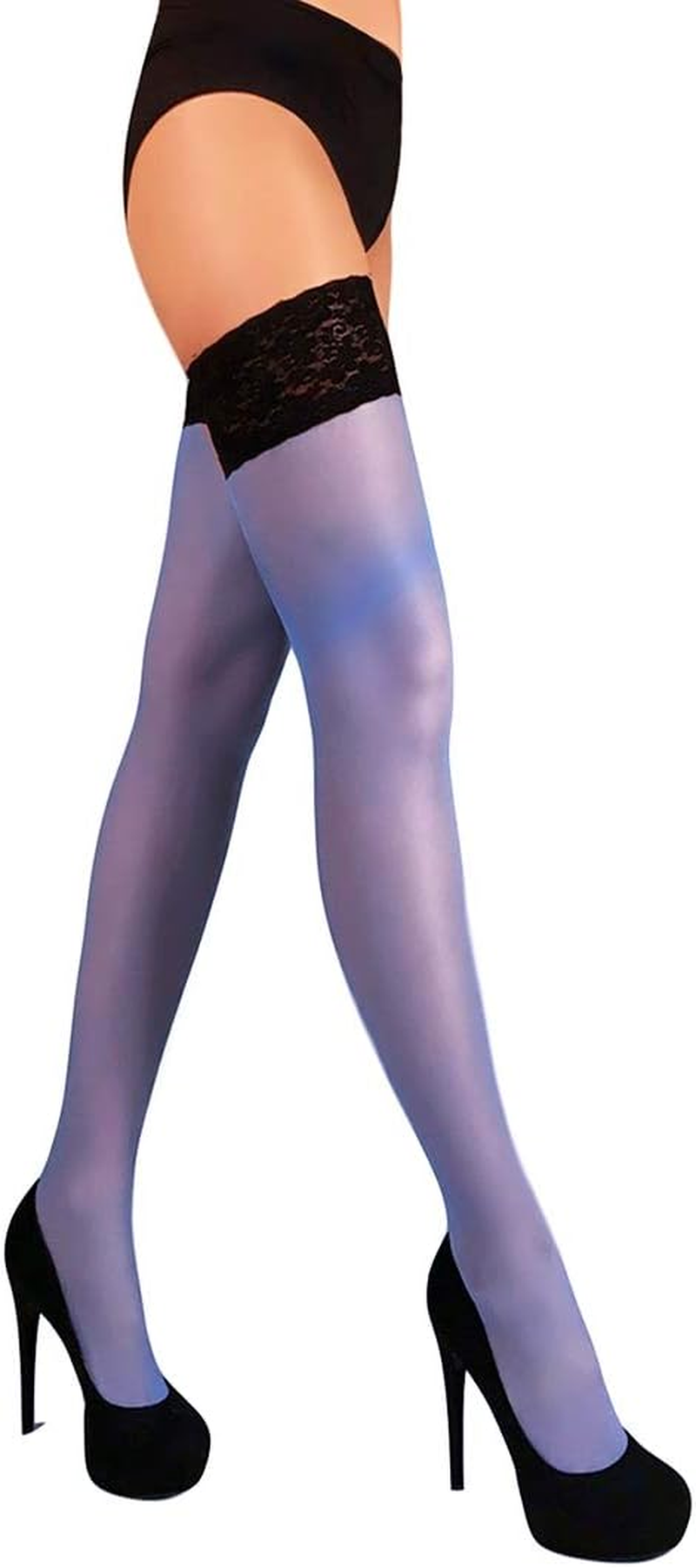 THIGH HIGH Sheer Lace Top Silicone Stockings Nylon Hosiery 20 Den S - XL