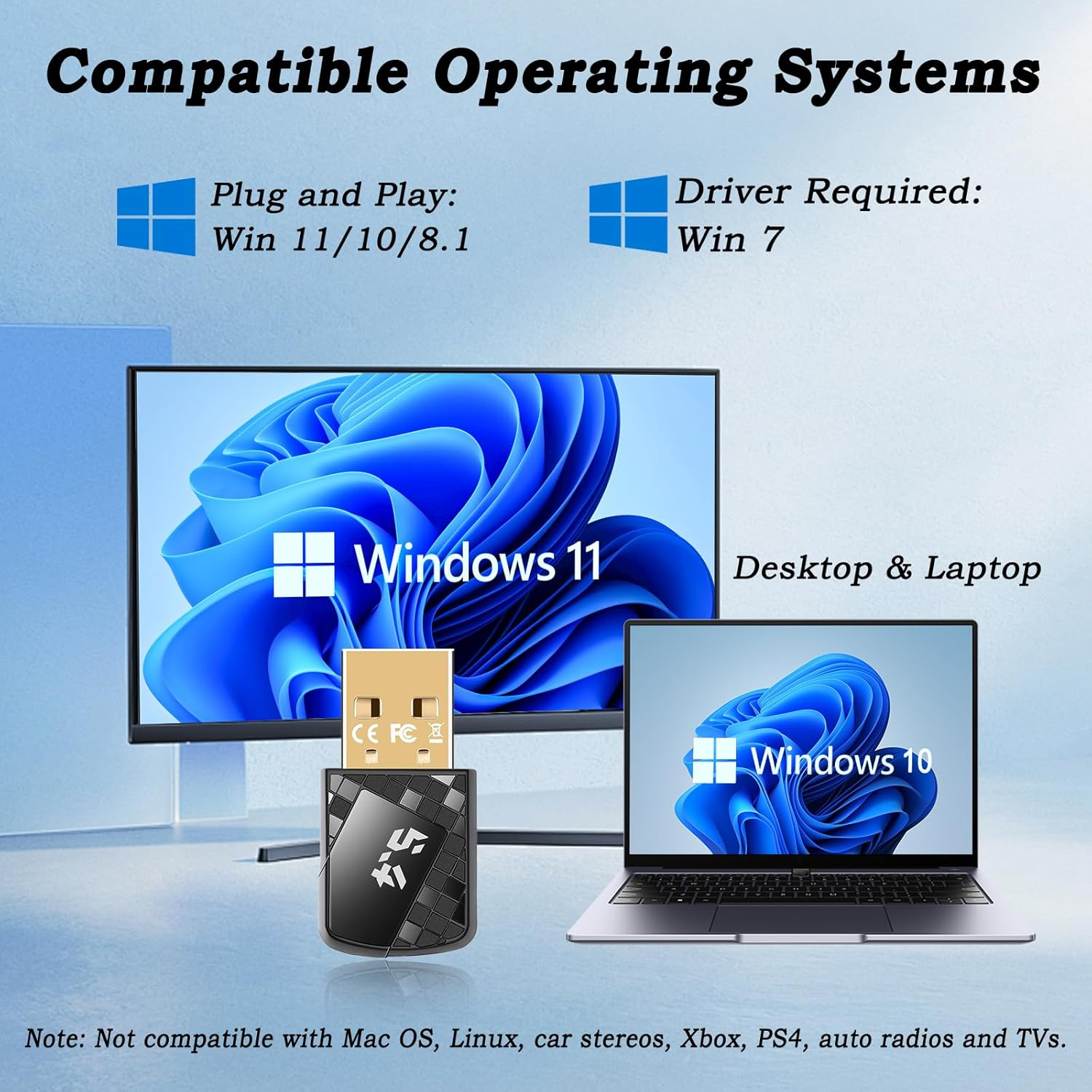 USB Bluetooth Adapter for PC Bluetooth Dongle 5.4 Bluetooth USB Transfer Receive for Headphone Speaker Keyboard Mice Printer Phone Tablet for Windows 11/10/8.1/7, Long Range 20M/Fast Speed/Plug & Play image number 4