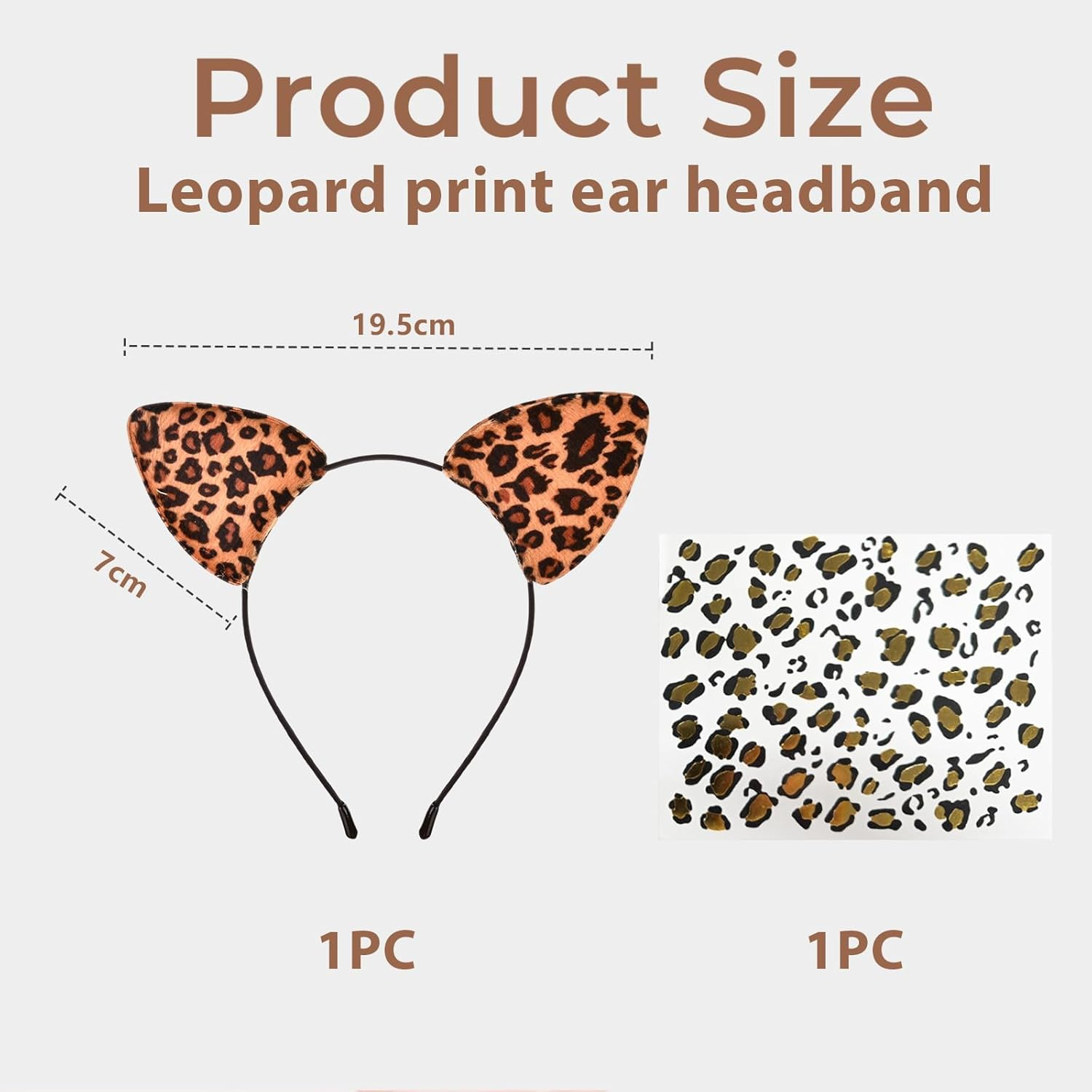 Cosblisvia 1 Pc Leopard Print Ears, Leopard Ears Headband, Leopard Costume Accessories for Women, Girls, Kids for Halloween, Dress Up, Party (Brown Black) image number 4