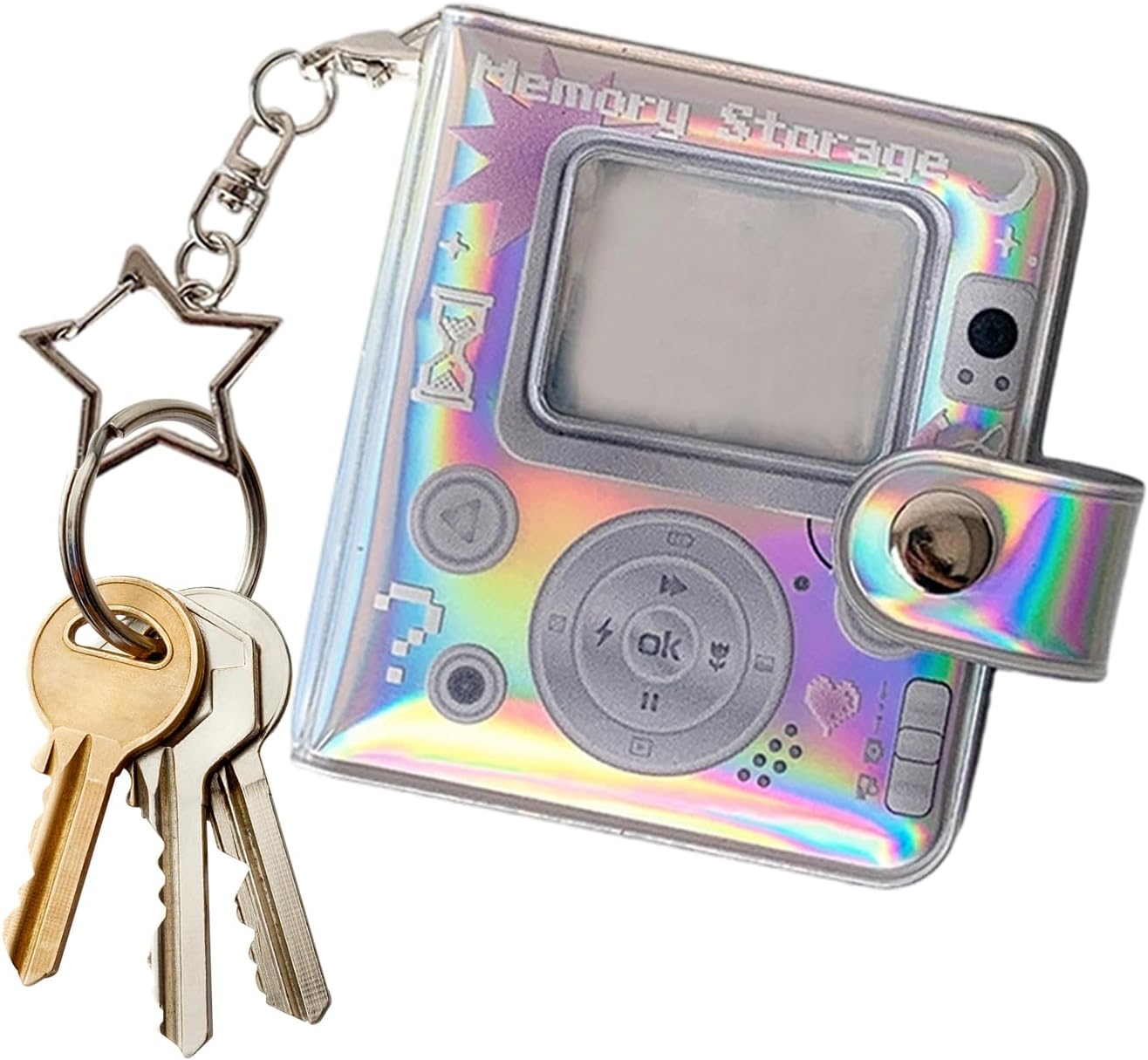 Huvqianu Photo Book Keychain - Cute Retro Double-Sided Small Portable Keychain - Picture Album Book - for Family Kids Christmas Holiday Party Vacation Memorial Pregnancy Birth Growth Home - Memory Storage image number 4