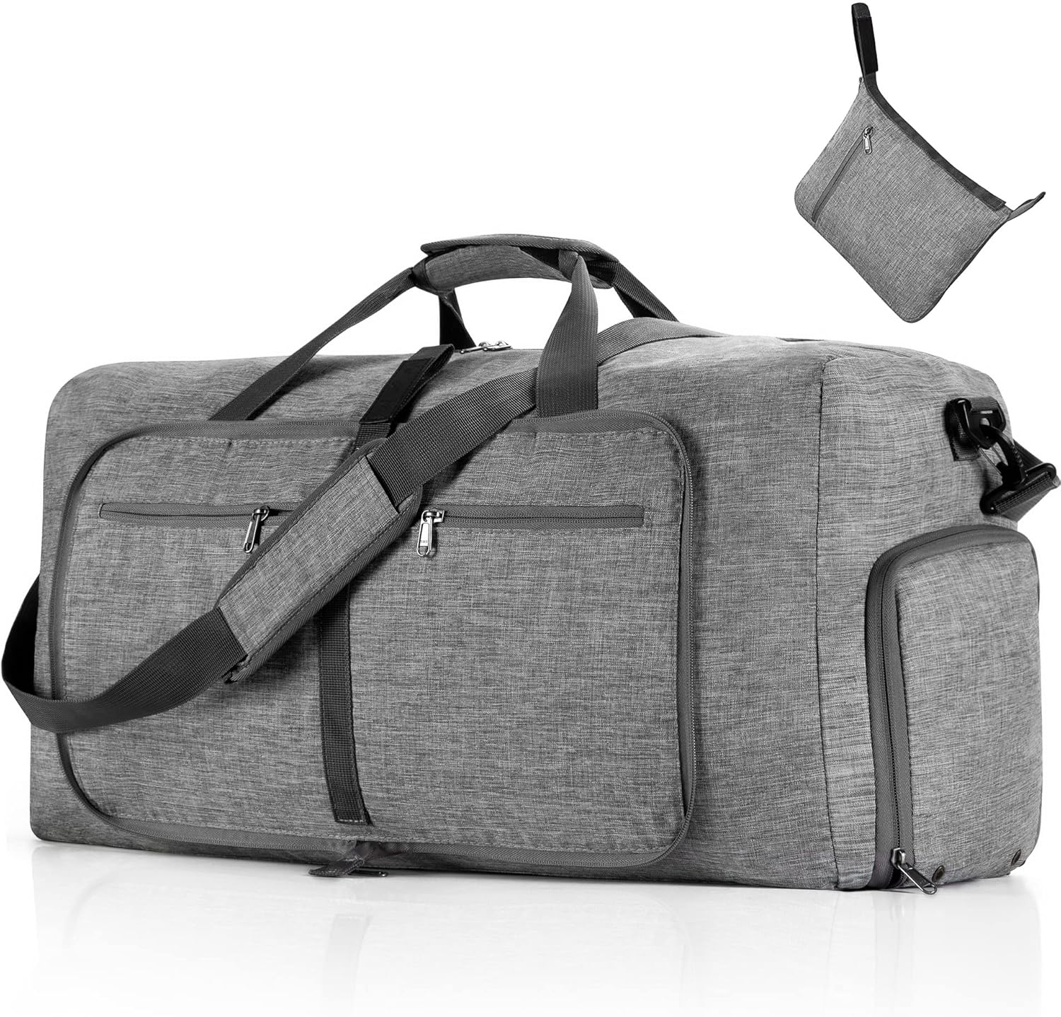 Travel Duffle Bag, Men'S Travel Bag, Waterproof Sports Bags for Women, with Shoe Compartment and Removable Shoulder Strap, for Gym Business Travel (Gray, 115L)