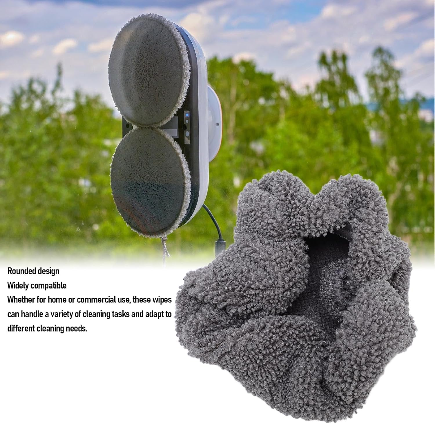 12Pcs Window Cleaning Robot Replacement Pads, round Reusable Glass Cleaning Robot Cloths, Easy to Install and Remove, Automatic Window Cleaning Robot Pad for Home and Commercial image number 1