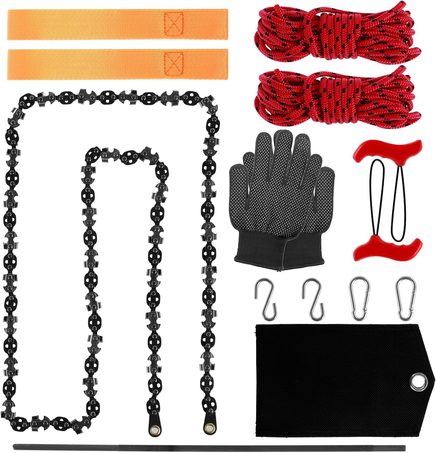 53 Inch High Reach Tree Limb Hand Rope Chain Saw, Tree Limb Rope Saw 68 Teeth High Limb Hand Rope Chainsaw Folding Limb Cutter Rope Saw with 2 Ropes 2 Hand Wrist Strap for Tree Limb Trimming (A)