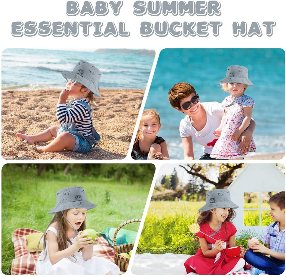ORVINNER Baby Sun Hat Cotton, Toddler UPF 50+ Sun Protection Beach Bucket Hat Kids Boys Girls Wide Brim Summer Play Hat image number 2