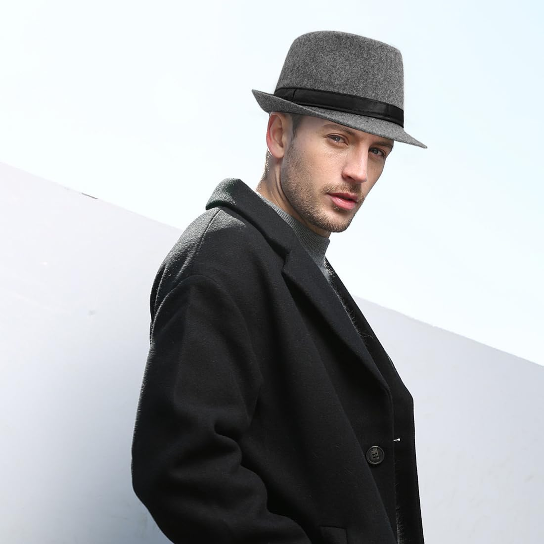 Yeeheen Fedoras Hat Trilby Jazz Panama Cap Vintage Gentleman Hat Short Brim Bowler Hat for Men Women image number 2