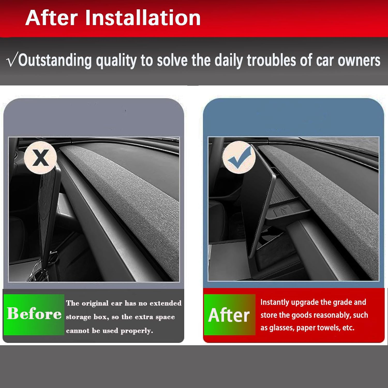 Yhcdsea for 2024-2026 Tesla Model 3 Highland and 2025 2026 Tesla Model Y Juniper Center Console Organizer behind Screen Storage Box Dashboard Hidden Tray Interior Accessories