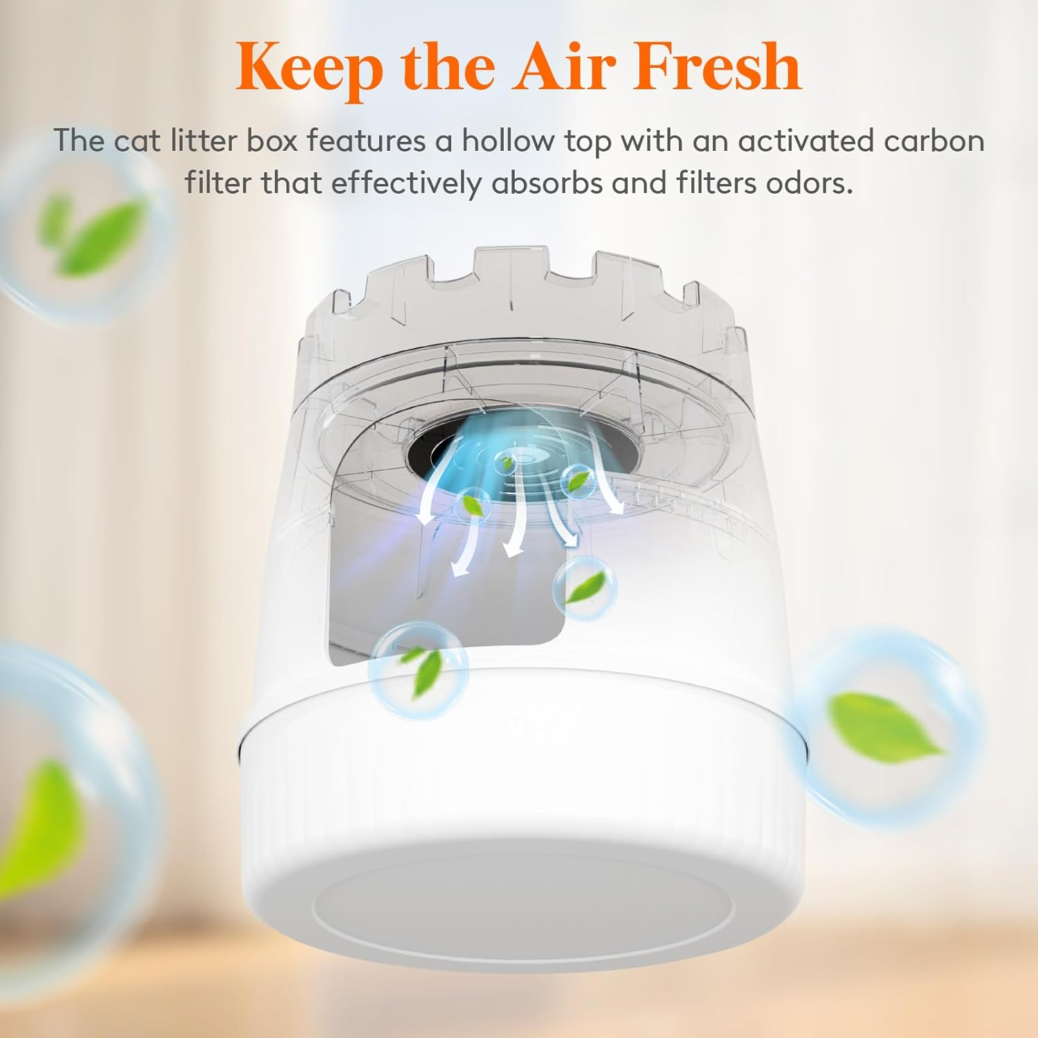 Lifewit Castle Cat Plant Litter Box with Scratching Board & Scoop, Hidden Covered Kitty Litter Box Enclosure with Odor Control & Carbon Filter in Living Room, Bedroom, Corner, White image number 5