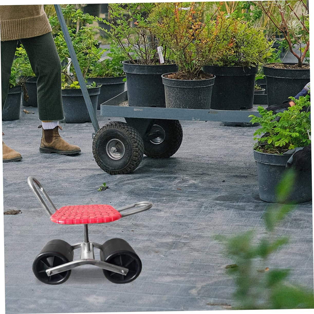 BESPORTBLE 2Pcs Rubber Material Rolling Stool Wheel for Garden Seat Wheel for Gardening image number 3