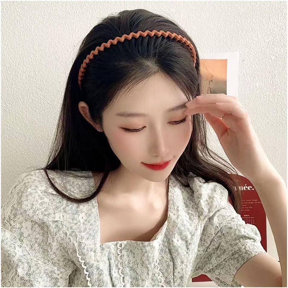 Teeth Comb Thin Headbands for Women for Washing Face Hair Hoops for Make up Non Slip Headband for Women Girls Hair Band Brown Head Band 5Pcs