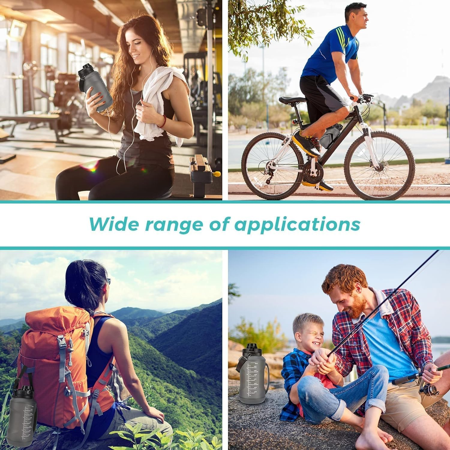 Collapsible Water Bottle, 2L Water Bottle with Straw Half Gallon Silicone Foldable Water Bottle image number 4