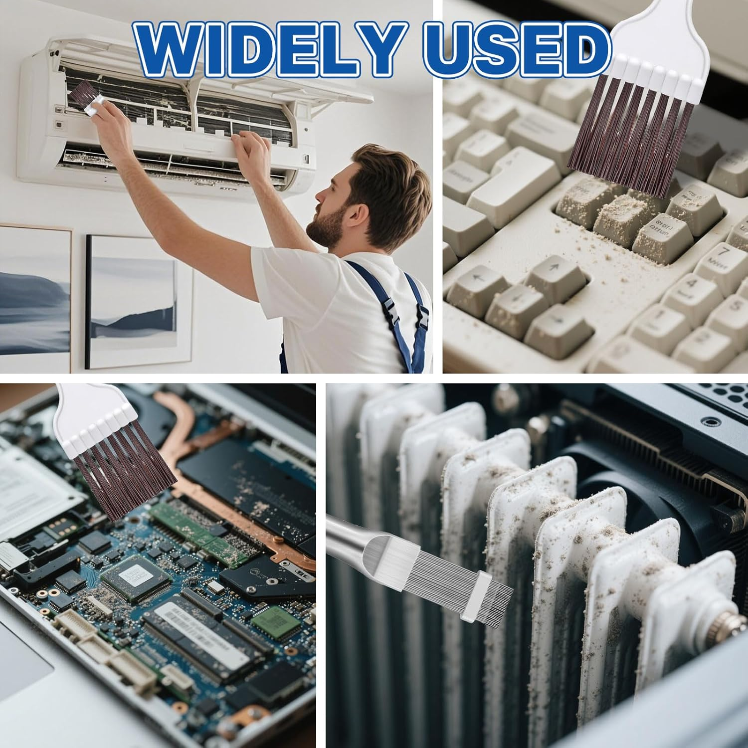 Brateuanoii Condenser Cleaning Comb, 2 Pieces Air Conditioning Fin Cleaner Coil Condenser Brush, Lamellar Comb Stainless Steel, Dryer Cleaning Brush, Fin Cleaning Brush, Air Conditioning image number 2