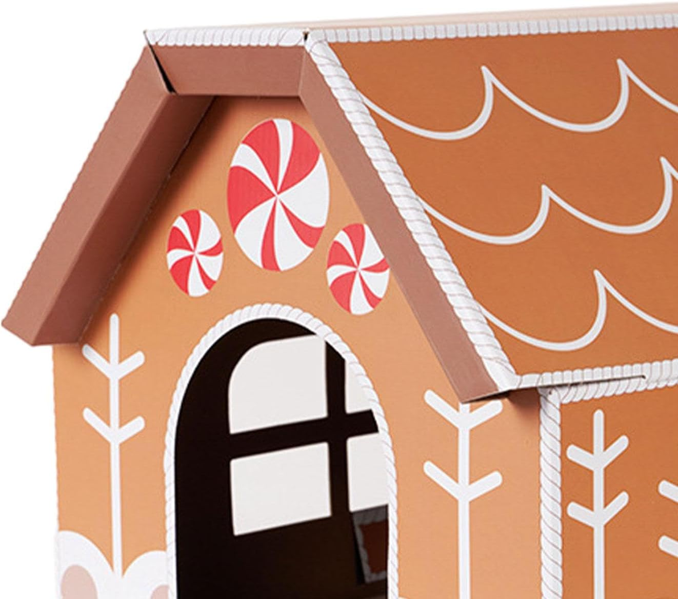 ＫＬＫＣＭＳ Cardboard Cat House Scratcher Holiday Home Decoration for Indoor Cats Scratching Toy Board, Gingerbread image number 4