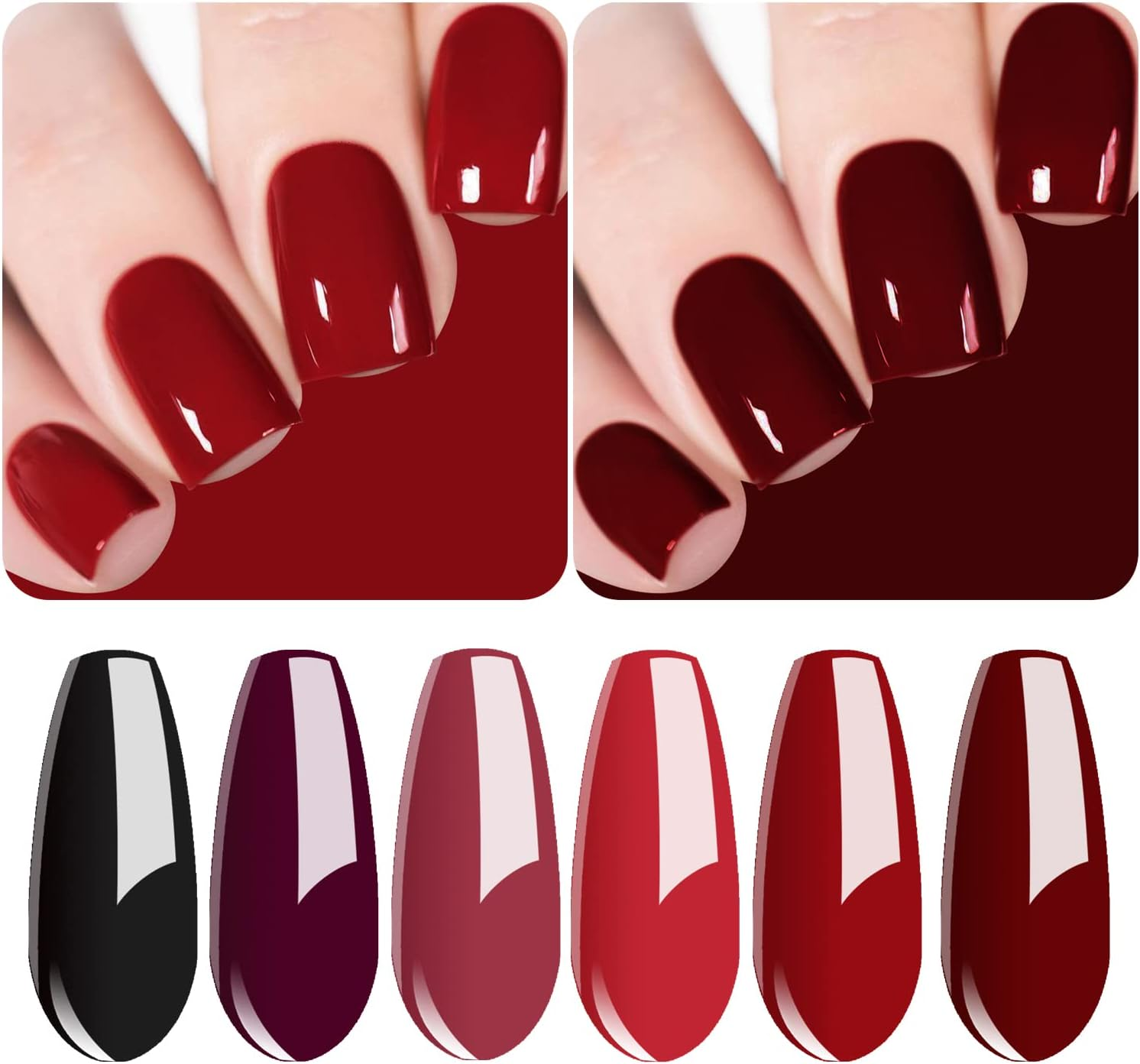 Vishine Dark Red Gel Nail Polish, 16Ml Soak off Gel Polish, UV Light Cure for Nail Art DIY Manicure at Home, Dark Red Cherry M114