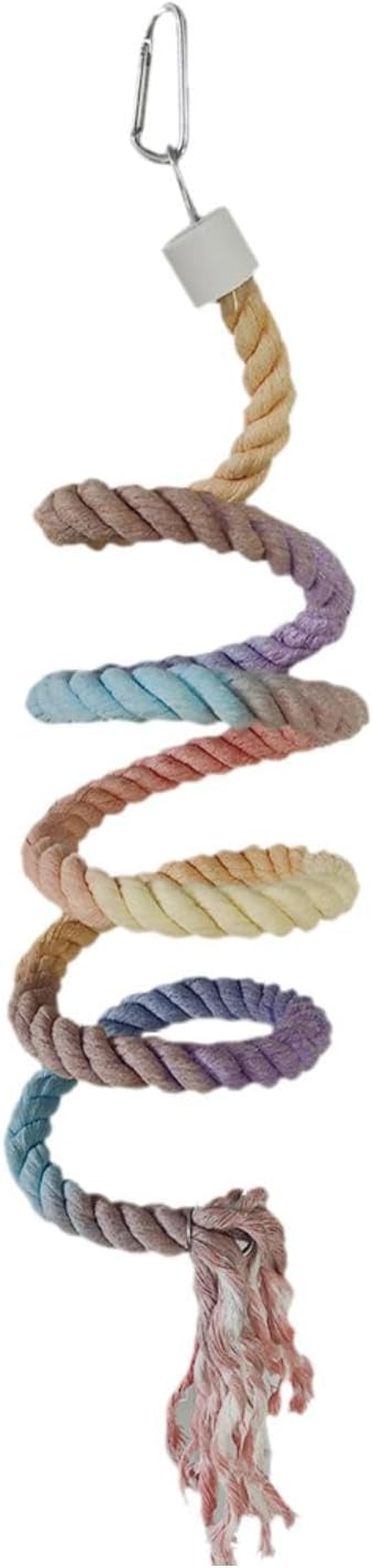 Fewnvwa Bird Spiral Rope Barsch Cotton Colored Bird Cage -Accessories 150 Cm Parrot Swing Barsch Climbing Rope for Waveless Conures, Gradient
