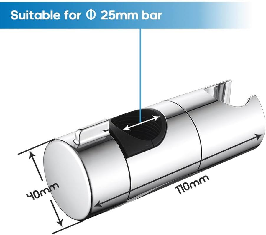 Decaura Shower Head Holder for 25Mm Slide Bar, Plastic Swivel Shower Head Holder Replacement (Chrome) - Chrome image number 2