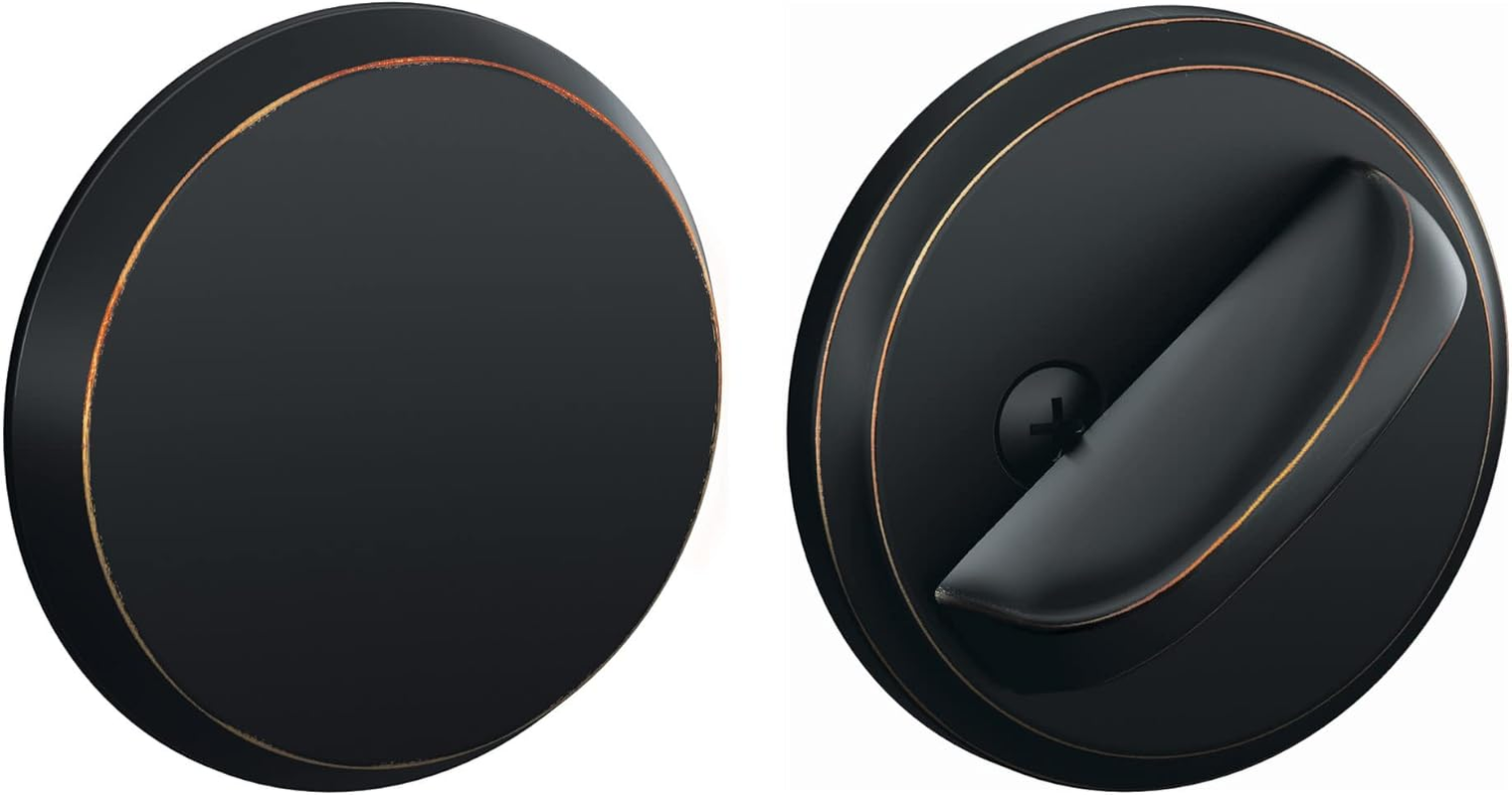 Schlage B81619 Satin Nickel Single Sided Residential Deadbolt with Thumbturn and outside Trim Plate from the B-Series