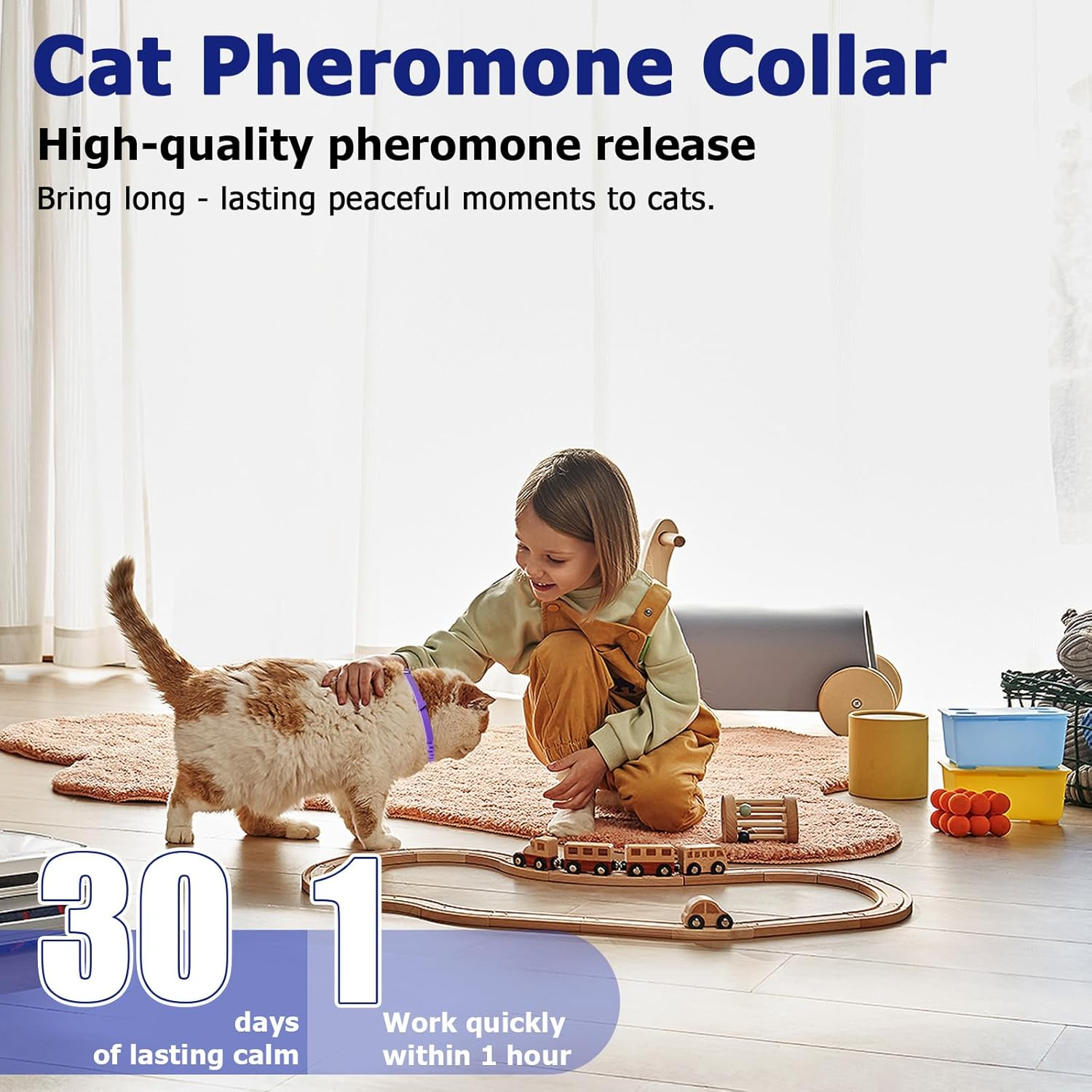 4 Pack Cat Calming Collar Calming Collar for Cats - Pheromone Infused, 30-Day Long Calm Effect, Water-Resistant Adjustable Collars for Small/Medium/Large Cats (Purple) - Black image number 6