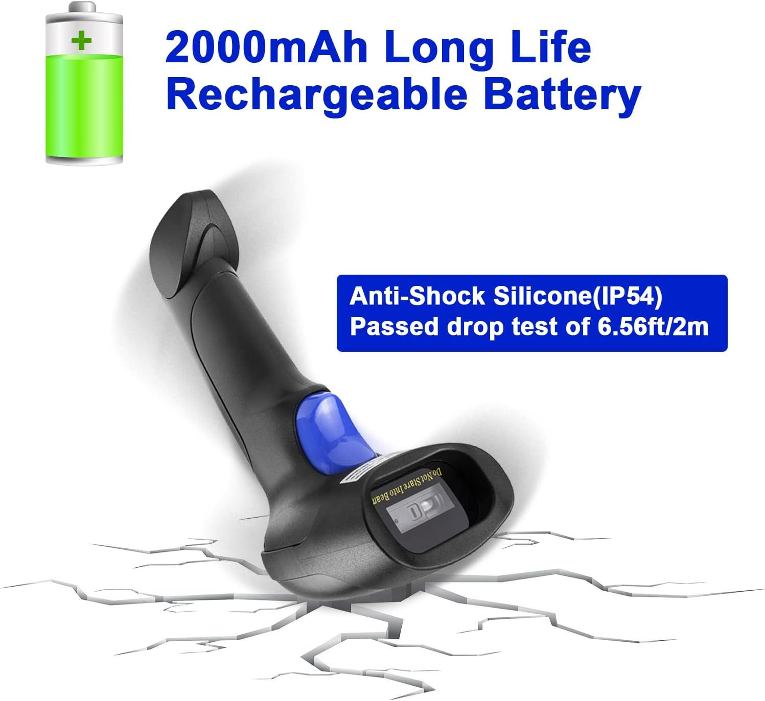 Wireless 1D 2D Barcode Scanner with Stand, Netumscan Portable Automatic QR Code Scanner Supports Screen Scan Handheld CMOS Image Bar Code Reader with USB Receiver for Warehouse POS and Computer image number 3