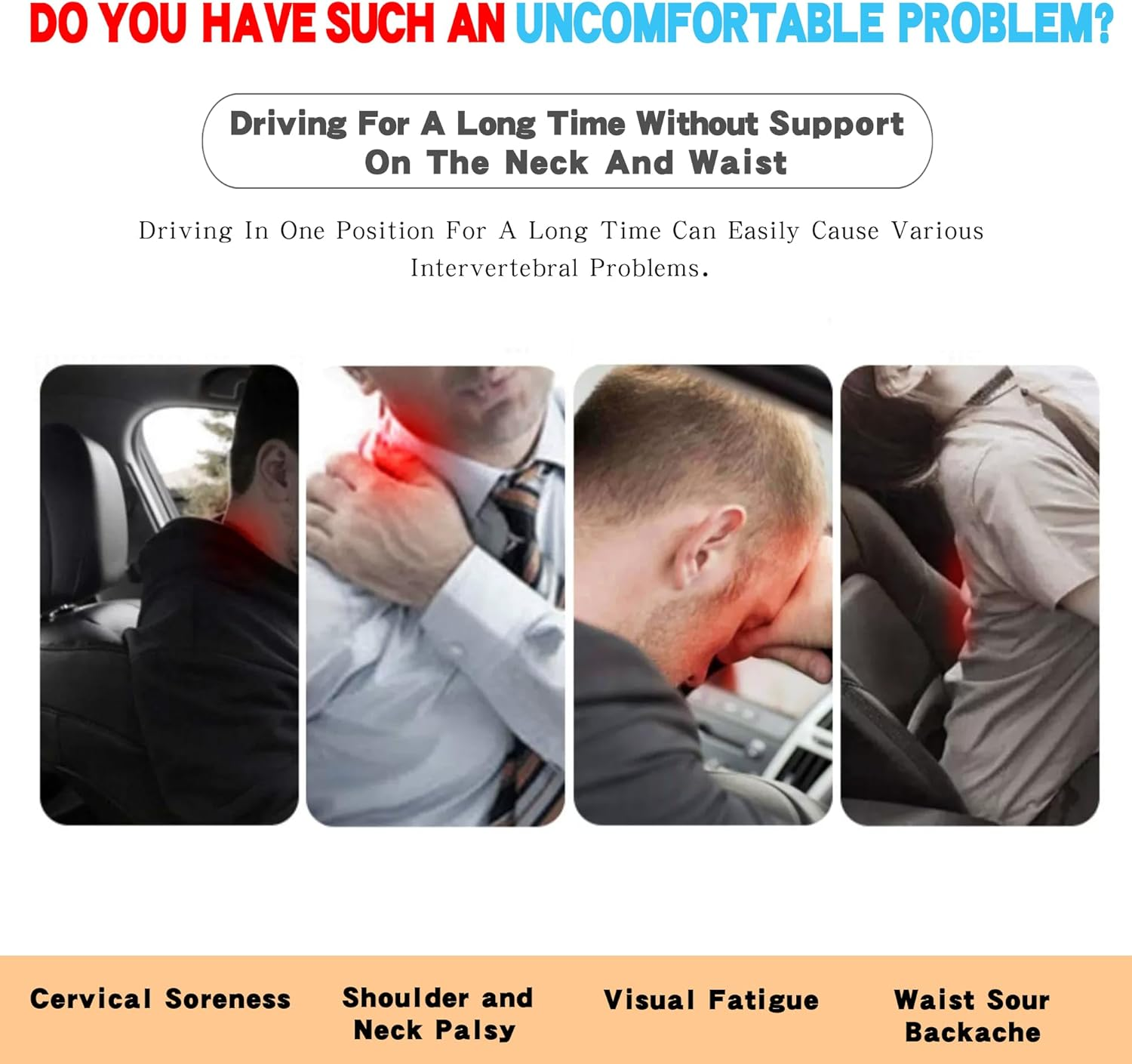 ANTETOKO Car Pillow for Neck Pain Relief and Cervical Support,Pure Memory Foam Car Neck Pillow for Car Seat with Adjustable Strap and Washable Cover,Car Headrest Pillow for Ergonomic Design (Grey)