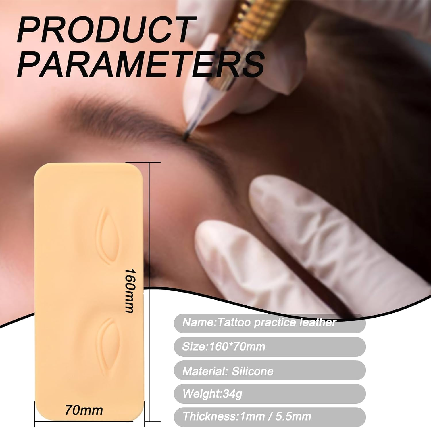 10Pcs Eyebrow Practice Skins, 3D Permanent Makeup Silicone Fake Skin, Microblading Supplies No Ink Tattoo Practice Skin Kit for Tattoo Beginners and Experienced Artists image number 4