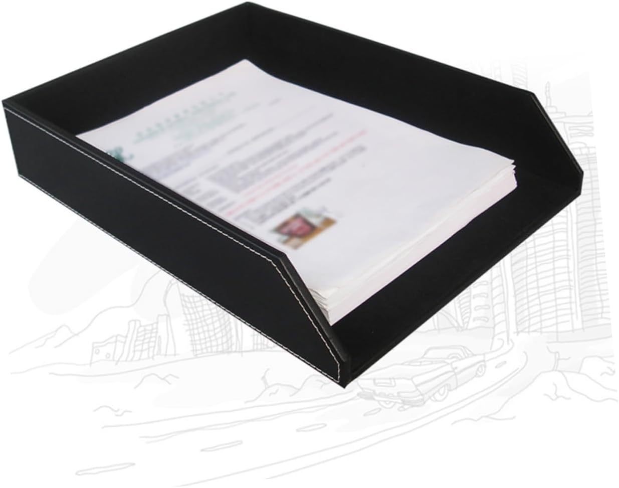 A4 Paper Storage Tray File Document Organizer Black Single-Layer Desktop File Holder Tray for Home School Office Desk Accessories image number 6