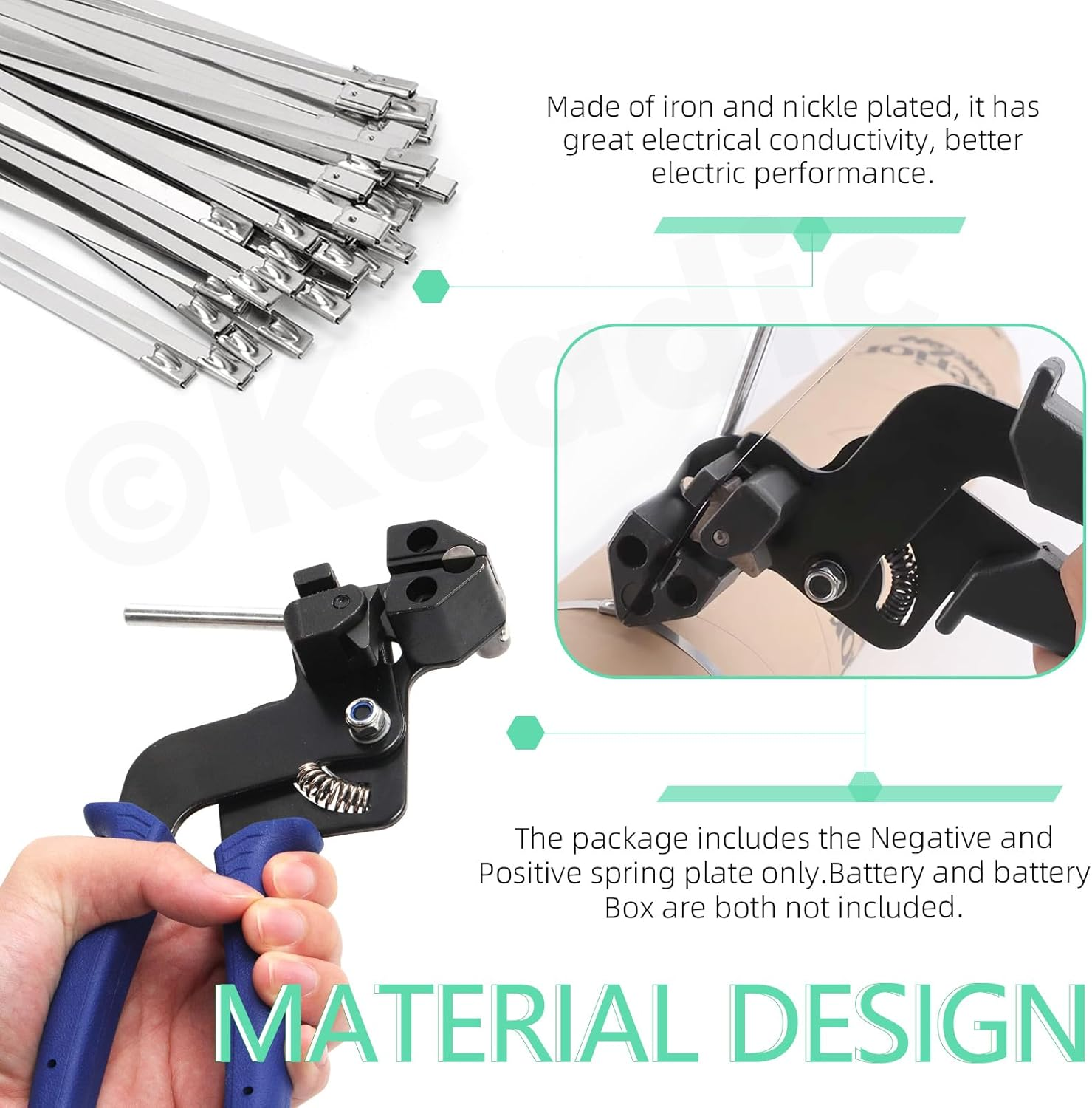 Keadic Stainless Steel Cable Tie Gun Kit with 150PCS Ties,Metal Tie Wrap Gun Kit,Fastening & Cutting Tool,Wire Cutter,Safety Gloves for Chain Link Fence, Dog Fence, Chicken Wire & Outdoor Fencing image number 3