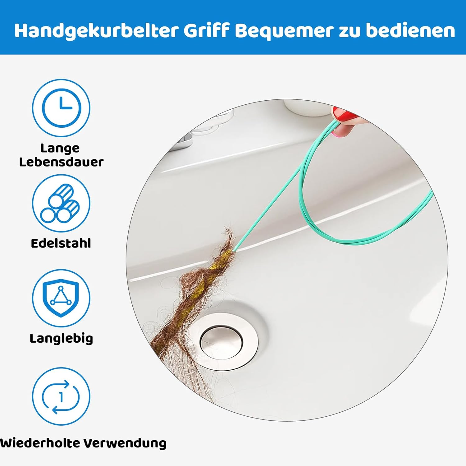 6 Piece Drain Cleaner Spiral, Pipe Cleaning Spiral for Kitchen and Bathroom, Flexible Drain Snake for Removing Hair and Blockages, Drain Spiral Set for Household and Professional image number 5